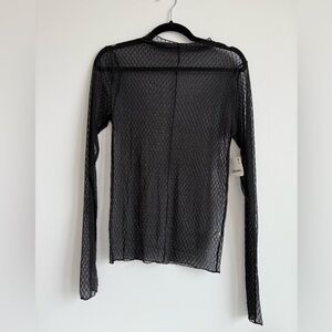 Free People Black Sheer Long Sleeve Blouse